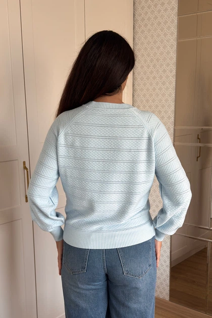 Светр INEDIT 10621 Light-Blue ONE SIZE - изображение 3