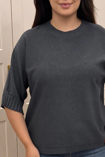 Светр INEDIT 10860 Dark-Grey ONE SIZE - изображение 4