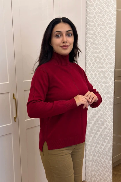 Светр INEDIT 10624 Bordo ONE SIZE - Фото 2 Светр INEDIT 10624 Bordo ONE SIZE - изображение 2