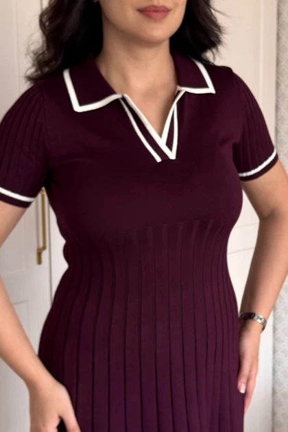 Сукня INEDIT 30021 Burgundy ONE SIZE - зображення 4