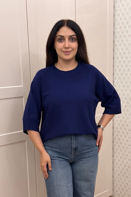 Светр INEDIT 10860 Dark-Blue ONE SIZE - изображение 5