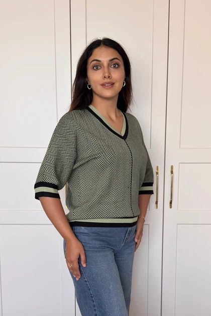 Светр INEDIT 10853 Green ONE SIZE - зображення 2