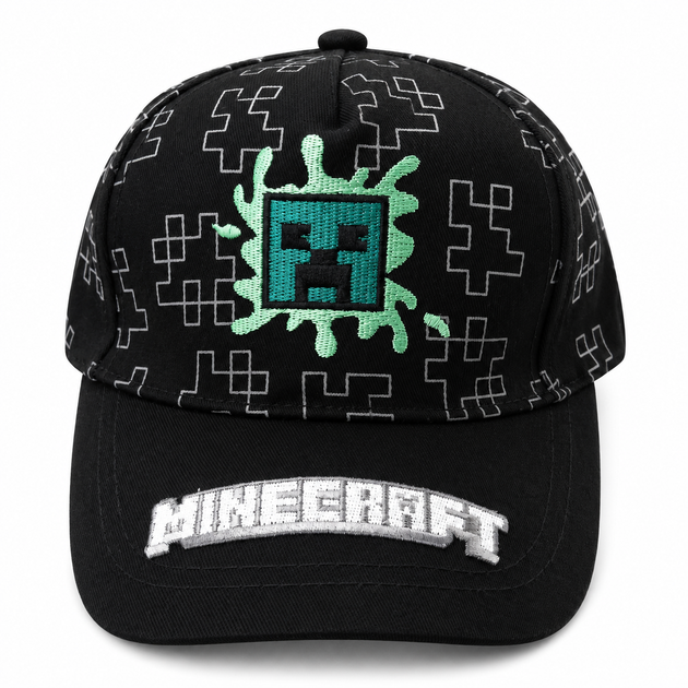 Детская кепка Minecraft черная размер 54, бейсболка для мальчика 3–10 лет, летняя хлопковая - Фото 3 Детская кепка Minecraft черная размер 54, бейсболка для мальчика 3–10 лет, летняя хлопковая - изображение 3