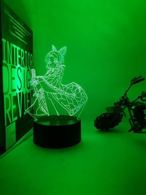 3D аниме-светильник лампа-ночник Канаэ Котё з Клинок, рассекающий демонов Demon Slayer - RGB-лампа с LED-подсветкой на 7 цветов - изображение 3