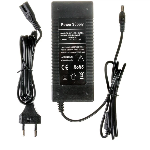 Led блок живлення MTK 120W 12V 10A зі штекером і кабелем живлення пластік - зображення 2