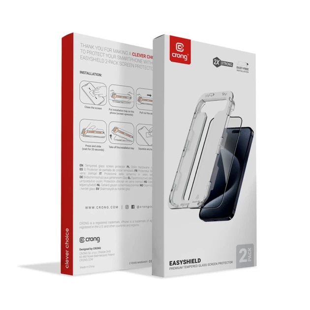 Szkło ochronne Crong EasyShield do iPhone 16 / iPhone 15 2 pack (5904310704328) - obraz 9