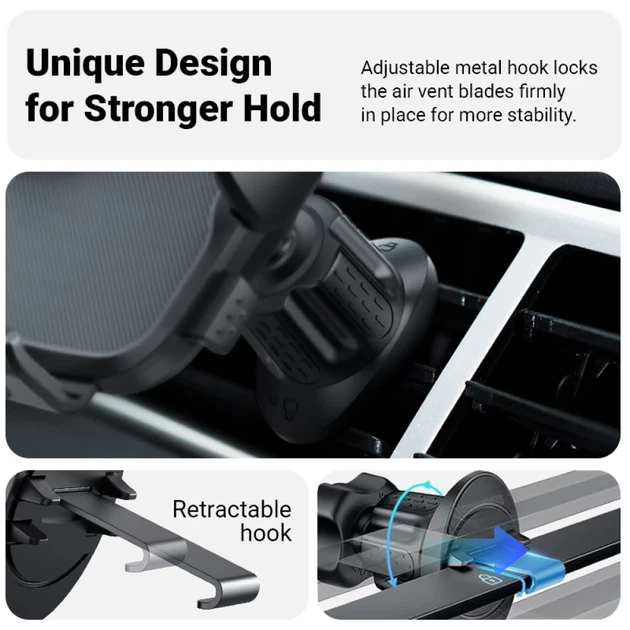 Автотримач Crong Carclip Air Vent Black (CRGCH8BLK) - зображення 4
