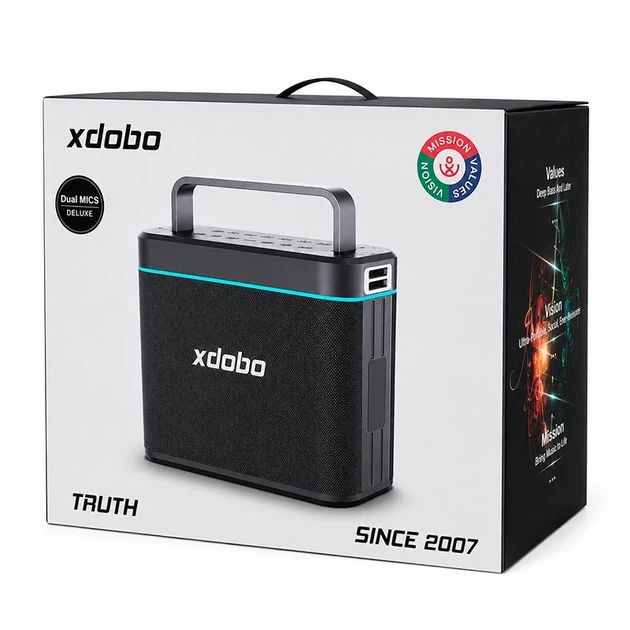 Портативна колонка Bluetooth Xdobo Truth IPX6 BT5.3 TWS з 2-ма мікрофонами 200W Black - зображення 7