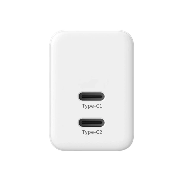 Мережевий зарядний пристрій Crong Ultra Compact GaN 2x USB-C 35W PD 3.0 White (5904310702225) - зображення 3