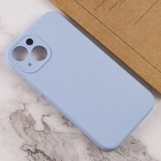 Силіконовий чохол Silicone Silk Full Camera Protective (AA) No Logo для iPhone 15 Plus (Айфон 15 плюс), матова накладка Soft Touch з повним захистом камери, корпусу, м'якою підкладкою з мікрофібри Lilac Blue - зображення 3