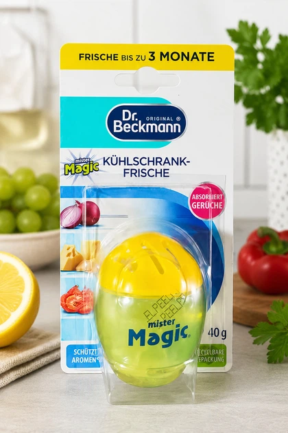 Поглинач запахів Ароматизатор Холодильників Dr. Beckmann Kühlschrank Frische Mister Magic Limone Др.Бекманн Яйце Лимон 40г - Фото 1 Поглинач запахів Ароматизатор Холодильників Dr. Beckmann Kühlschrank Frische Mister Magic Limone Др.Бекманн Яйце Лимон 40г - зображення 1