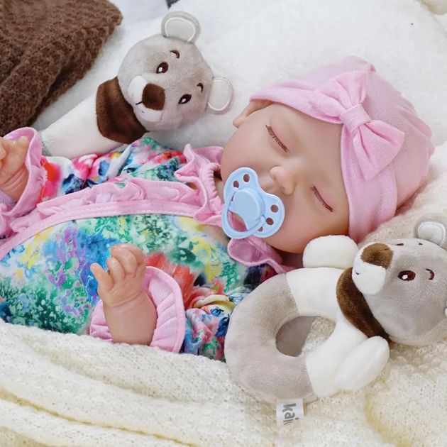 Інтерактивний пупс Reborn Baby Born Mia Joy 42 см — реагує на рухи, сміється, плаче та засинає, з аксесуарами (RBM24019) - изображение 2