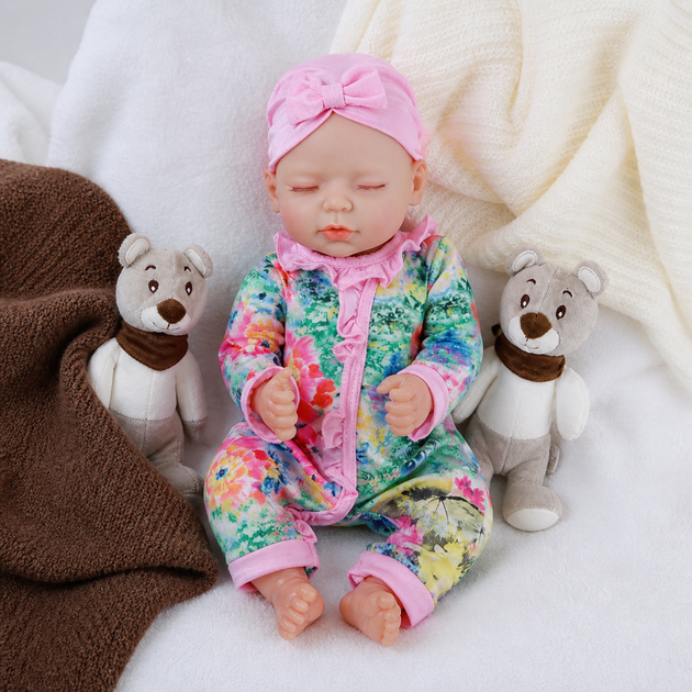 Інтерактивний пупс Reborn Baby Born Mia Joy 42 см — реагує на рухи, сміється, плаче та засинає, з аксесуарами (RBM24019) - изображение 6