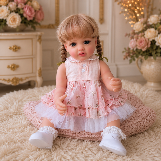 Реалістична лялька Reborn Baby Doll Sandy 55 см – вінілова дівчинка з волоссям та аксесуарами, можна купати (RB076) - Фото 2 Реалістична лялька Reborn Baby Doll Sandy 55 см – вінілова дівчинка з волоссям та аксесуарами, можна купати (RB076) - изображение 2