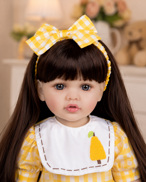 Лялька Reborn Baby Doll Maya 55 см вінілова дівчинка з довгим волоссям та аксесуарами, можна купати - изображение 2