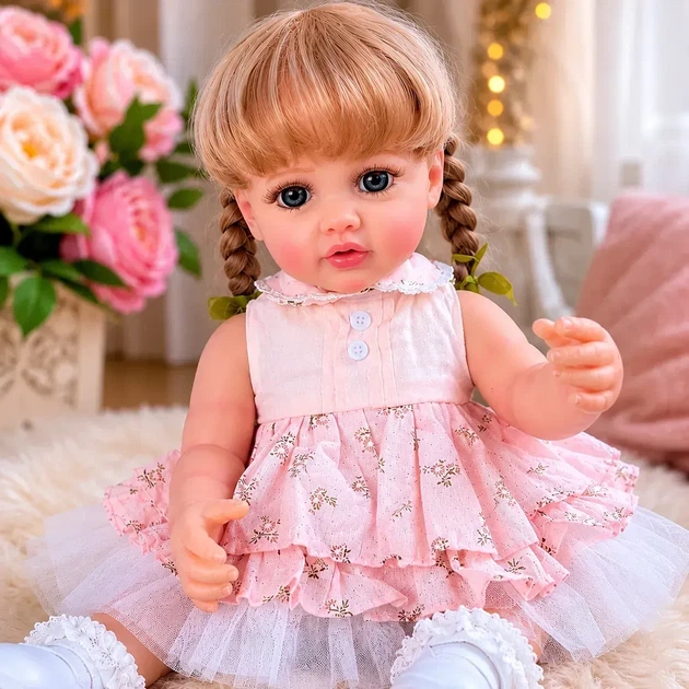 Реалістична лялька Reborn Baby Doll Sandy 55 см – вінілова дівчинка, можна купати, з аксесуарами та подарунковою коробкою (RB076K) - изображение 3