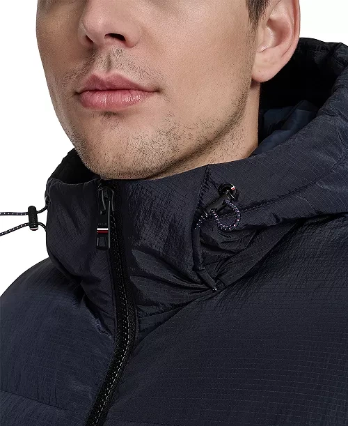 Чоловіча куртка-бомбер Tommy Hilfiger Hooded Jacket Стьобана з капюшоном з тканини Ріпстоп M Синя - зображення 4