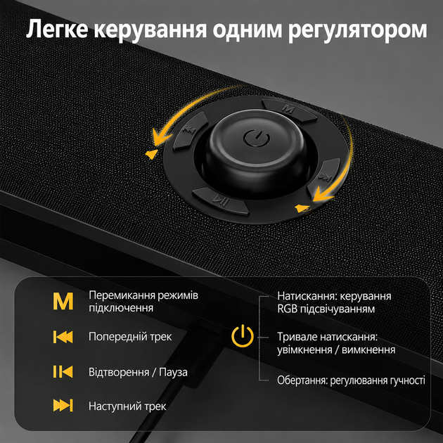 Соундбар MONSTER S330 20W RGB Bluetooth бездротовий акустична система для телевізора Smart TV проектора ПК ноутбука домашнього кінотеатру звукова панель саундбар для TV Android iPhone планшета потужний стереозвук - зображення 2