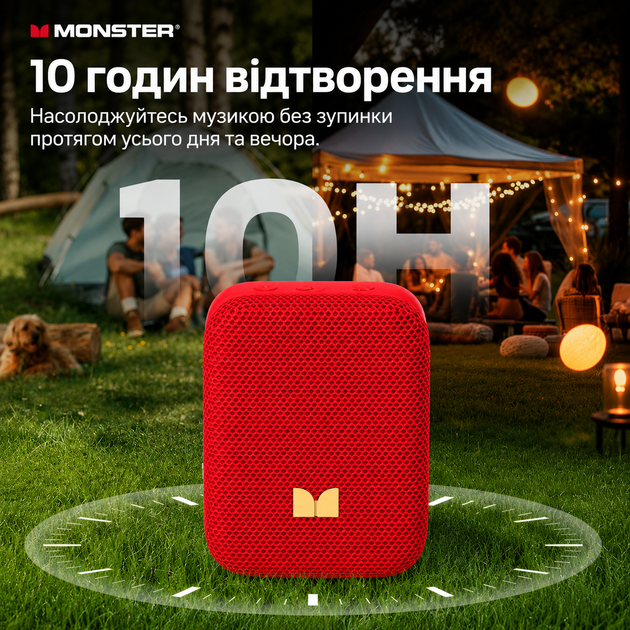 Портативная Bluetooth колонка MONSTER Atom D159 6W IPX5 беспроводная акустика для отдыха мощный звук Блютуз USB TF FM радио длительное время работы совместима с Android iPhone планшетами и ноутбуками - изображение 8