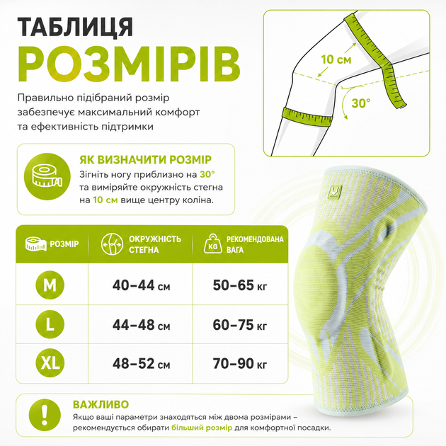 Наколенники компрессионные с боковыми стабилизаторами и силиконовым кольцом Vilico AB162 размер L 2 шт, зеленые - изображение 8