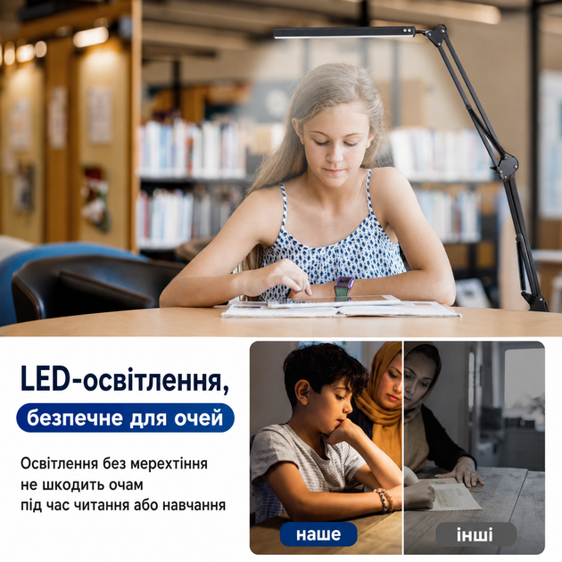 Настільна LED лампа з затискачем 10W CS-TD01 акумуляторна (JDT-0850597) - зображення 8