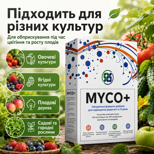 Біодобриво Myco+ Стимулятор росту рослин 12 саше по 8 г Добриво для рослин Біопрепарат Біостимулятори росту рослин - зображення 4
