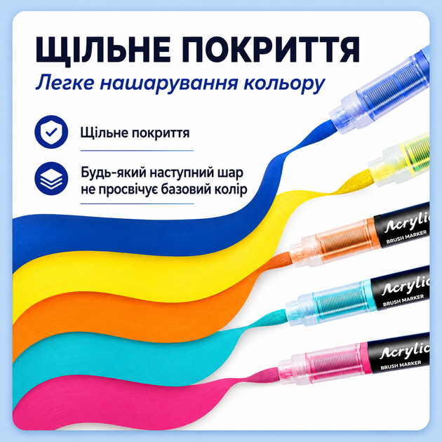 Набір акрилових маркерів із пензлевим наконечником ACRYLIC DMX-2025A-36 36 кольорів - зображення 6