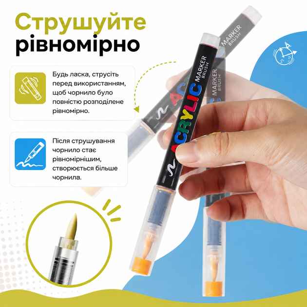 Набір акрилових маркерів із пензлевим наконечником ACRYLIC DMX-2025A-36 36 кольорів - зображення 4
