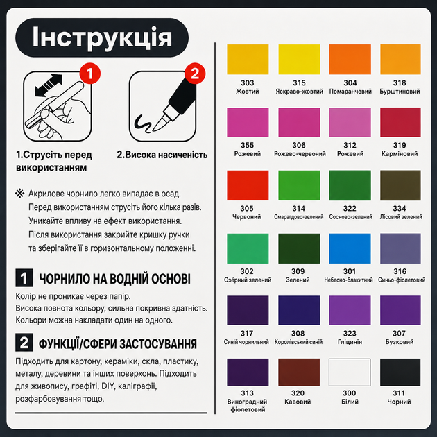 Набір акрилових маркерів із пензлевим наконечником ACRYLIC DMX-2025A-24 24 кольори - зображення 7