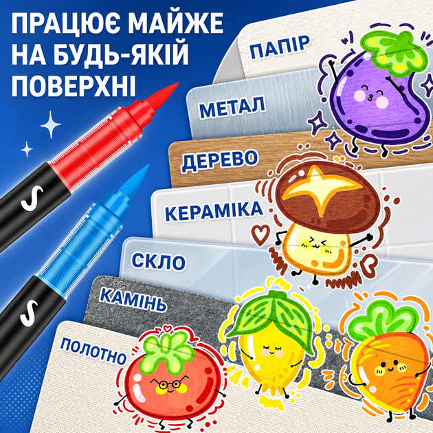 Набір акрилових маркерів із пензлевим наконечником ACRYLIC DMX-2025A-36 36 кольорів - зображення 8