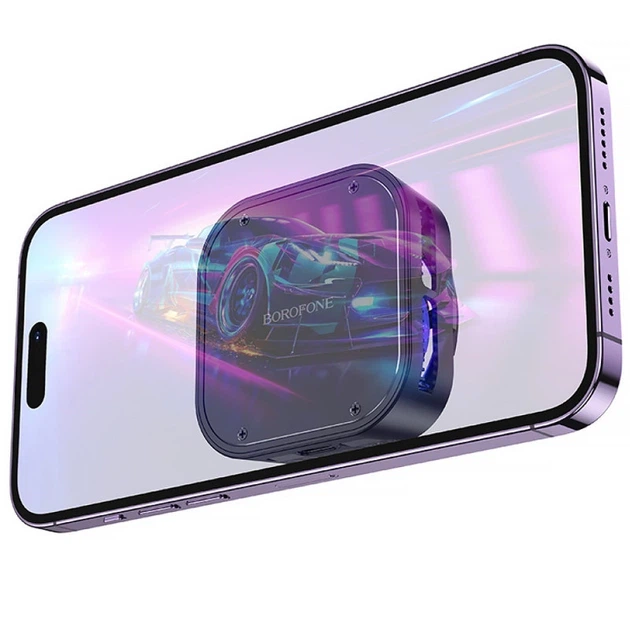 Кулер для охлаждения телефона BOROFONE BG15 Travel magnetic phone radiator геймерский магнитный радиатор с поддержкой MagSafe и RGB-подсветкой Черный - Фото 4 Кулер для охлаждения телефона BOROFONE BG15 Travel magnetic phone radiator геймерский магнитный радиатор с поддержкой MagSafe и RGB-подсветкой Черный - изображение 4