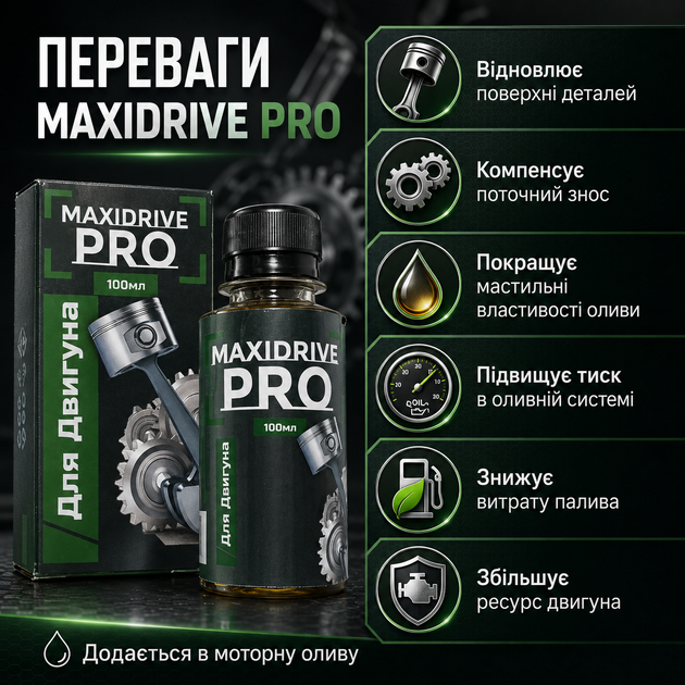 Добавка до масла для відновлення двигуна Maxi Drive PRO Присадки для двигуна 100 мл Присадка для бензина - зображення 9