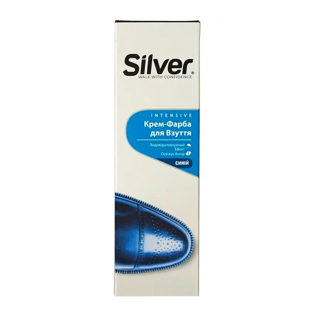 Крем-краска для обуви Silver тюбик 75 мл синяя - Фото 1 Крем-краска для обуви Silver тюбик 75 мл синяя - изображение 1