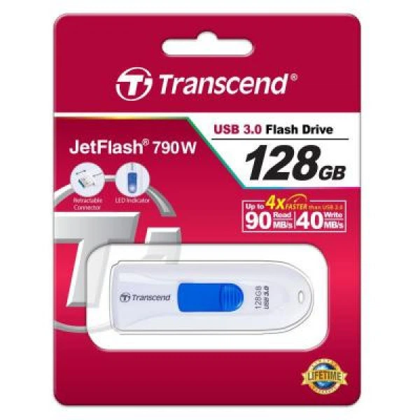 USB флеш накопитель Transcend 128GB JetFlash 790 White USB 3.0 (TS128GJF790W) (347214) - изображение 5