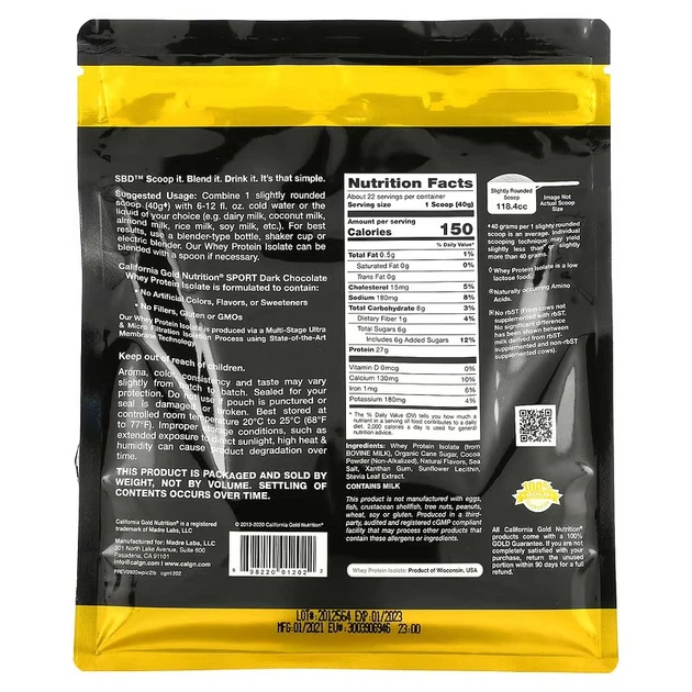 Протеин 100 % California Gold Nutrition Whey Protein Isolate 907 грамм Ваниль - изображение 2