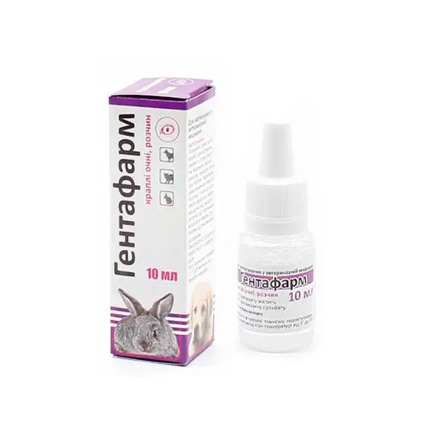 Гентафарм 0.4% - Капли глазные для собак, кошек и грызунов (10 мл) - Фото 1 Гентафарм 0.4% - Капли глазные для собак, кошек и грызунов (10 мл) - изображение 1