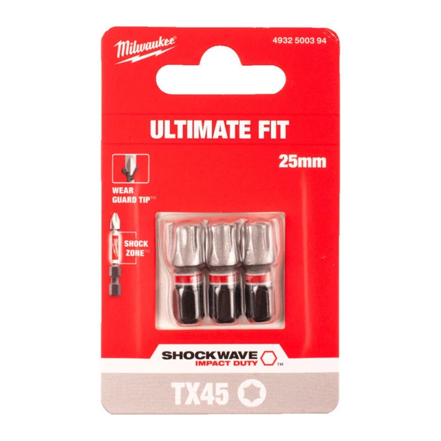 Бита SHOCKWAVE MILWAUKEE, TX45, 25мм, (3шт) - Фото 2 Бита SHOCKWAVE MILWAUKEE, TX45, 25мм, (3шт) - изображение 2