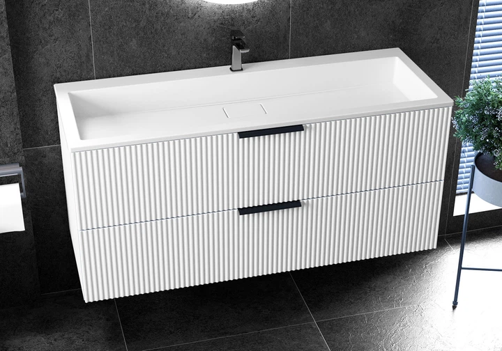 Тумба лакированная, подвесная Luxor Riva 120, с умывальником Imperio Low 120 - изображение 5