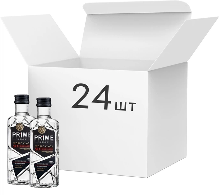 Упаковка горілки Prime World class 0.2 л 40% х 24 шт (4820201995181) - Фото 1 Упаковка горілки Prime World class 0.2 л 40% х 24 шт (4820201995181) - зображення 1