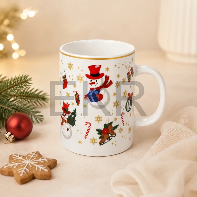 Новорічний порцеляновий кухоль Christmas 400 мл зі сніговиком (380-457-2) - Фото 1 Новорічний порцеляновий кухоль Christmas 400 мл зі сніговиком (380-457-2) - изображение 1