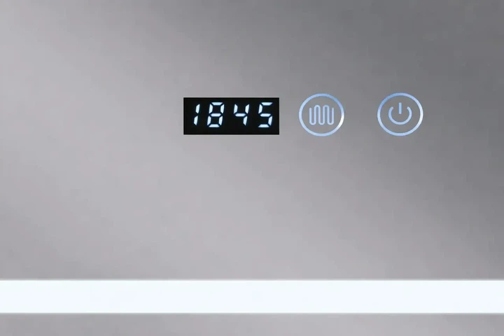 Зеркало горизонтальное LED 80x60 см в черной металлической раме с подогревом, часами, датой и регулировкой яркости - изображение 4