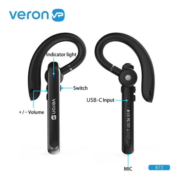 Bluetooth-гарнітура Veron B73 Black (781310) - Фото 4 Bluetooth-гарнітура Veron B73 Black (781310) - изображение 4