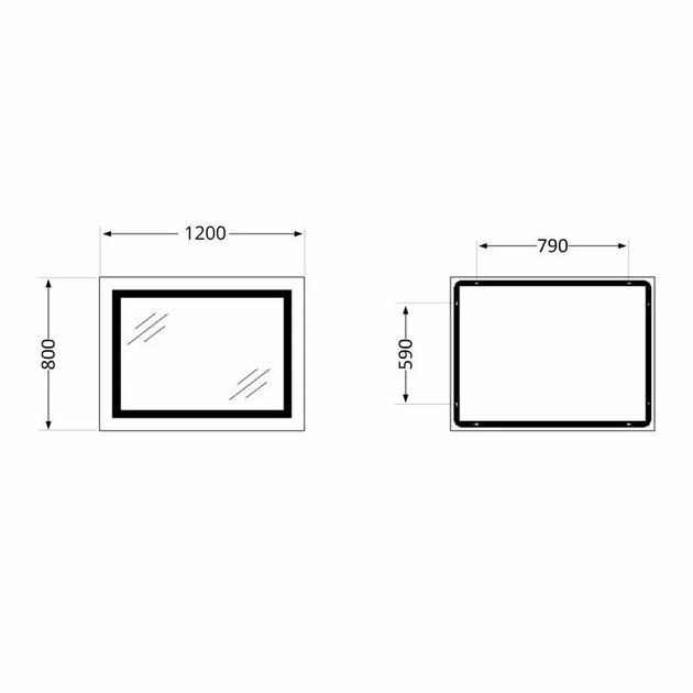 Зеркало Lidz Kubis (KU1) 1200х800 с LED-подсветкой Touch, с антизапотеванием, с диммером, рег. яркости LDKUB120080049008 - изображение 2