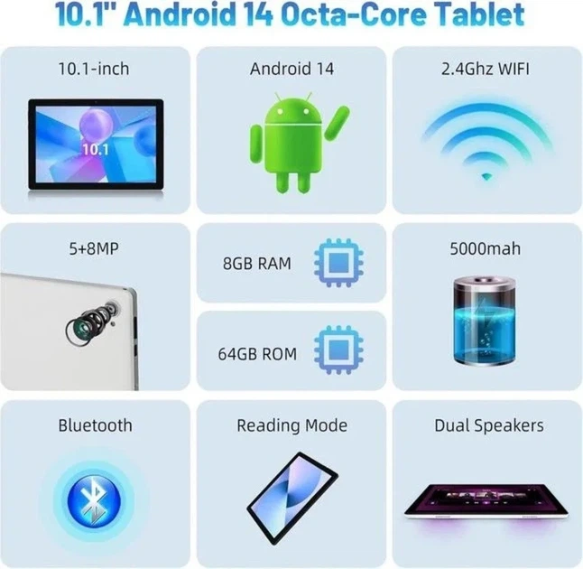 Планшет 10.1'' Smart Life KT1016 3+5/64Gb 8 ядер Android 14 Білий (102187125) - Б/В - Фото 2 Планшет 10.1'' Smart Life KT1016 3+5/64Gb 8 ядер Android 14 Білий (102187125) - Б/В - зображення 2