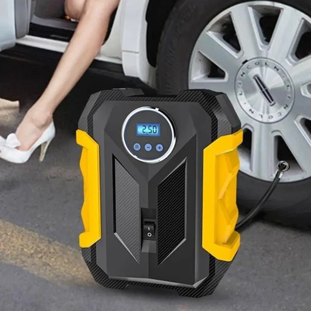 Автомобильный компрессор Kraft Dele KD1487 12V 140 Вт 40 л мин с манометром LED дисплеем автоматическим отключением и набором насадок - изображение 8