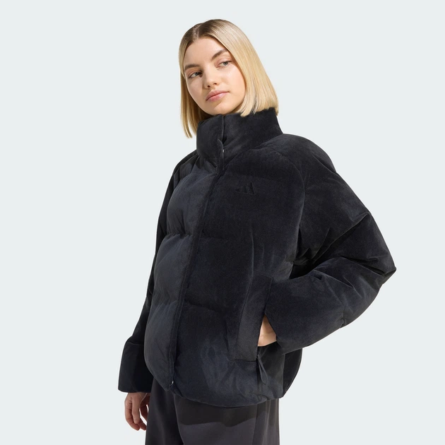 Женская куртка HELIONIC DOWN PUFFER VELOUR adidas KQ8765 (L) черный (4068804792596) - изображение 4