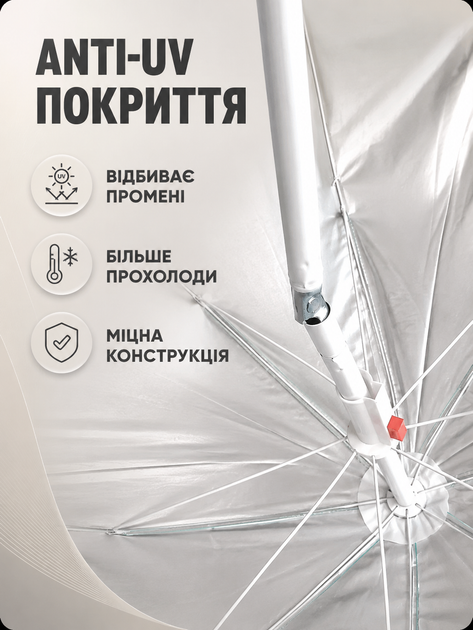 Пляжный зонт ромашка 2 м синий с зеленым от солнца с Anti-UV покрытием наклоном и чехлом для пляжа моря дачи пикника (49676216) - изображение 6