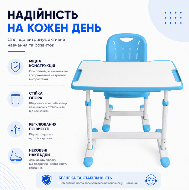 Комплект Cubby Sorpresa Blue парта + стул трансформеры (Sorpresa Blue) - изображение 6