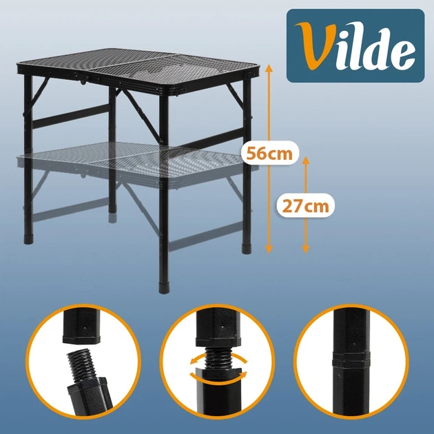 Стіл туристичний Vilde 489389 розкладний 2в1 60 x 40 x 27/56 см Чорний (5900670121539) - Фото 8 Стіл туристичний Vilde 489389 розкладний 2в1 60 x 40 x 27/56 см Чорний (5900670121539) - зображення 8