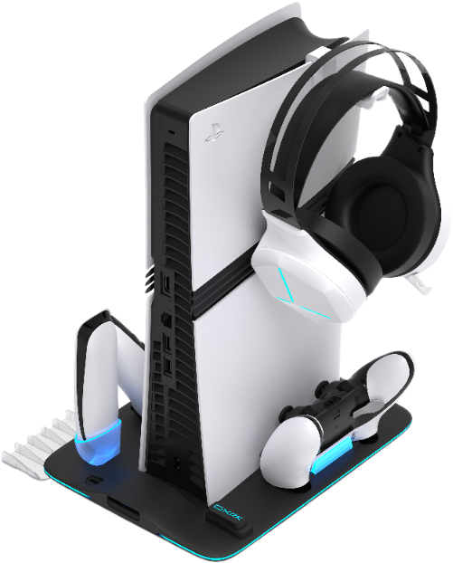 Охолоджуюча зарядна підставка YAXO ICE STORM NE do PS5 Pro/PS5 Slim Techno Black (YGISNECCS01B) - зображення 2